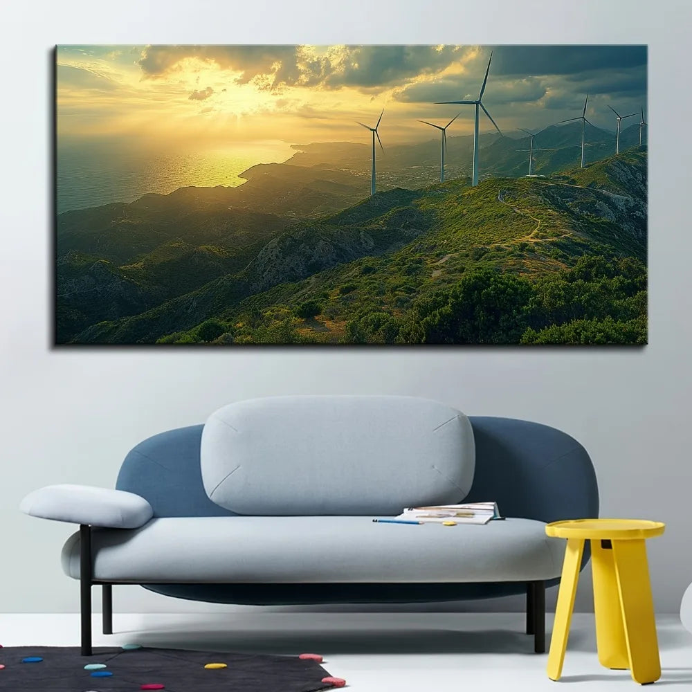 1.5 Inch Thick Pine Wood Frame Mountain Landscape Wall Art Decor