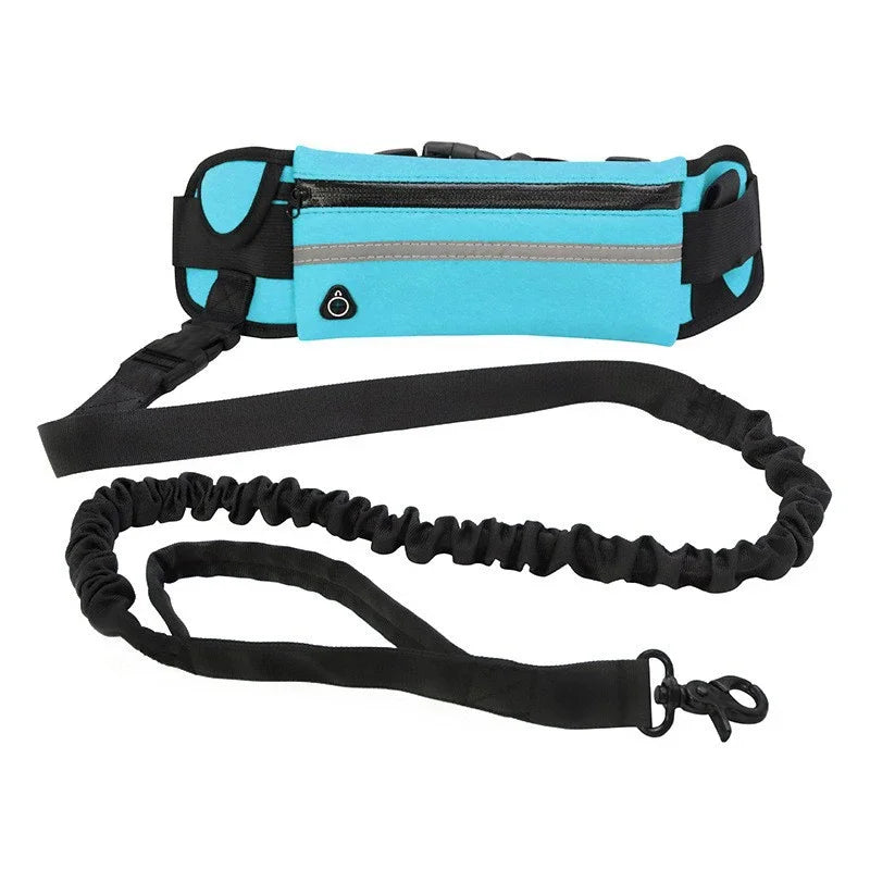 Hands Free Dog Leash Retractable Elastic Belt With Reflective Waist Bag Running
