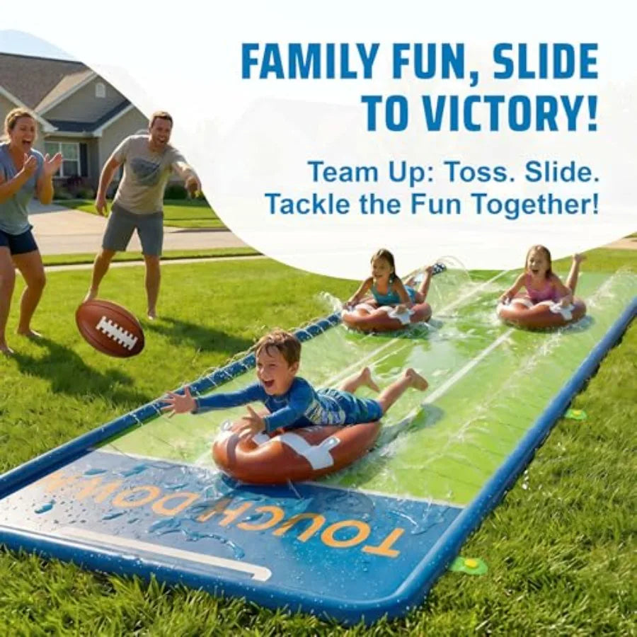 20 Ft Outdoor Water Slide With 3 Bodyboards And Inflatable Football Backyard Fun