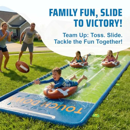 20 Ft Outdoor Water Slide With 3 Bodyboards And Inflatable Football Backyard Fun