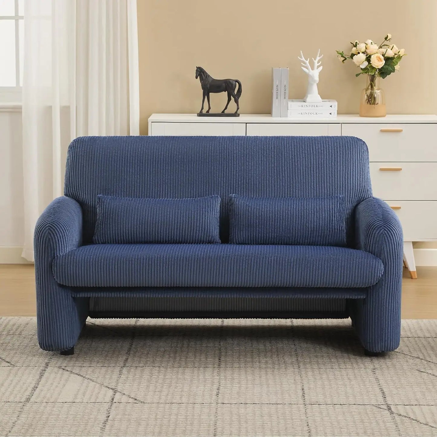 56 Inch Corduroy Loveseat Sofa 2 Seater For Small Spaces Modern Upholstered