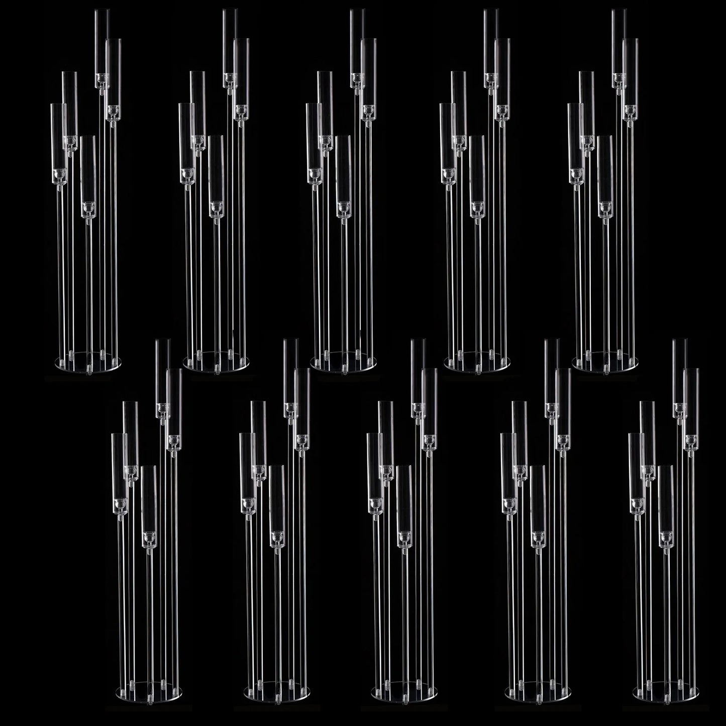 10 Pieces Acrylic 5 Arm Candelabra Clear Floor Candelabra Wedding Candlestick Holder Table Centerpiece Ceremony Party Home Decoration