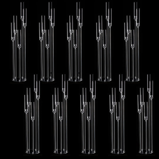 10 Pieces Acrylic 5 Arm Candelabra Clear Floor Candelabra Wedding Candlestick Holder Table Centerpiece Ceremony Party Home Decoration