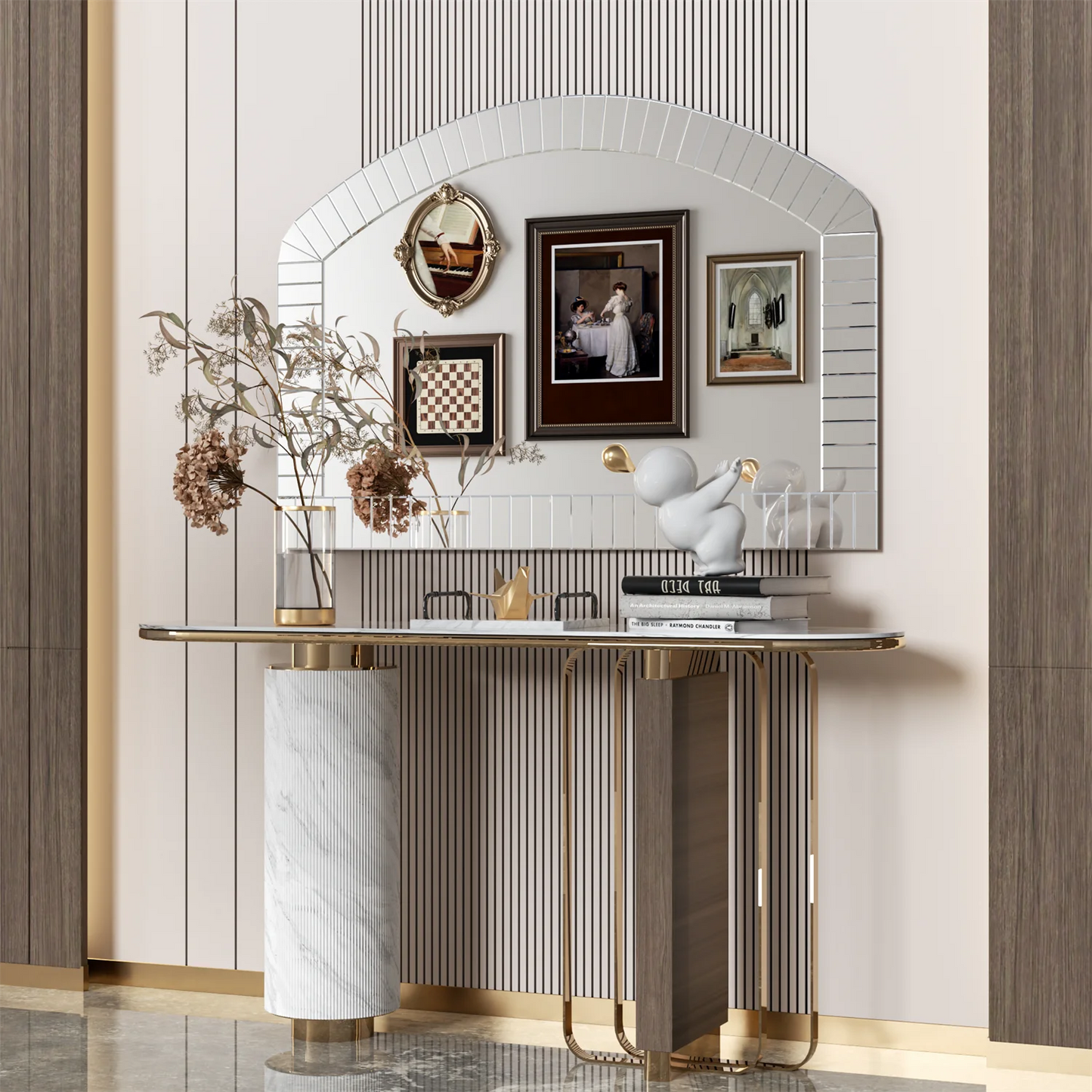 Large Silver Arched Wall Mirror Decorative Venetian Accent Mirror Home Living Room Decor Bling Beveled Edge