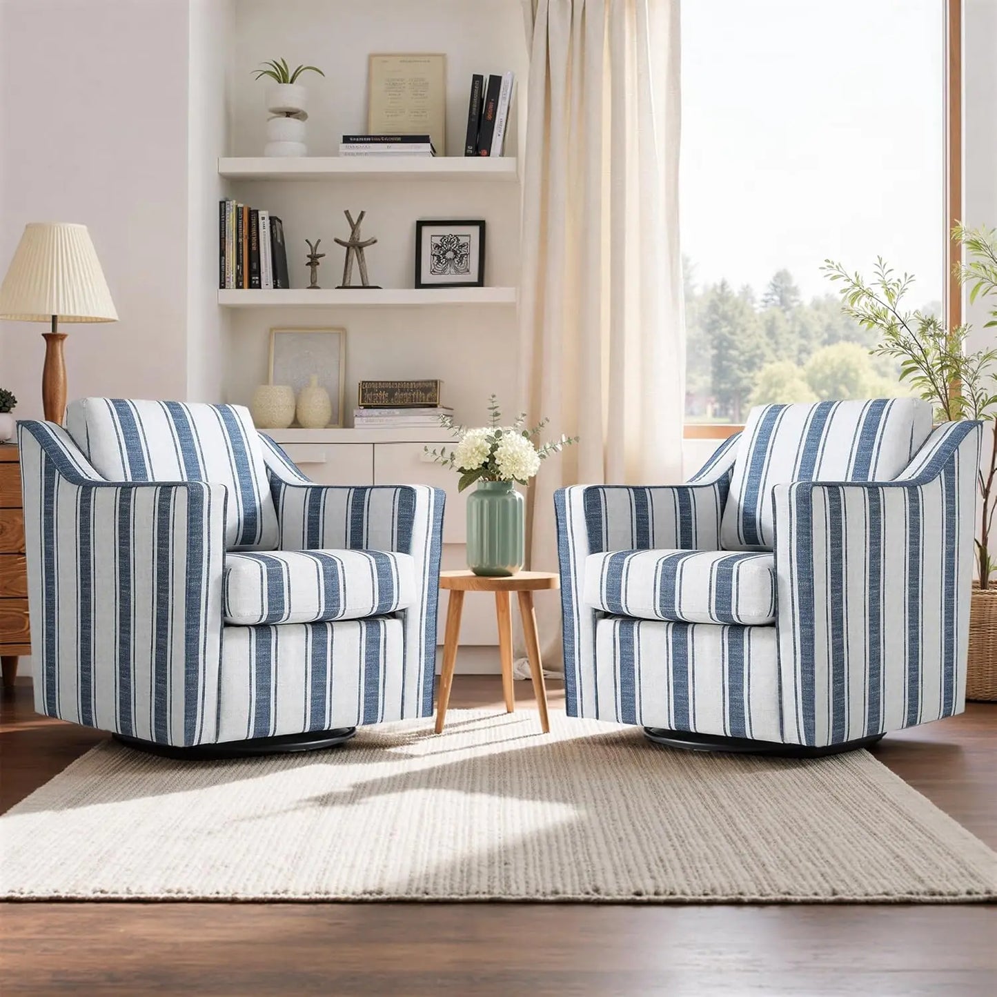 Two Seat Round Barrel Arm Chair Textile With Metal Frame And Adjustable Height