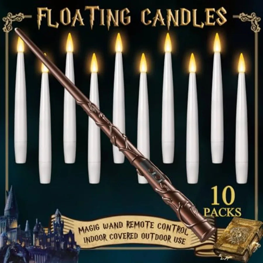 Floating Candles With Wand 10 Hanging Halloween Lights Decor