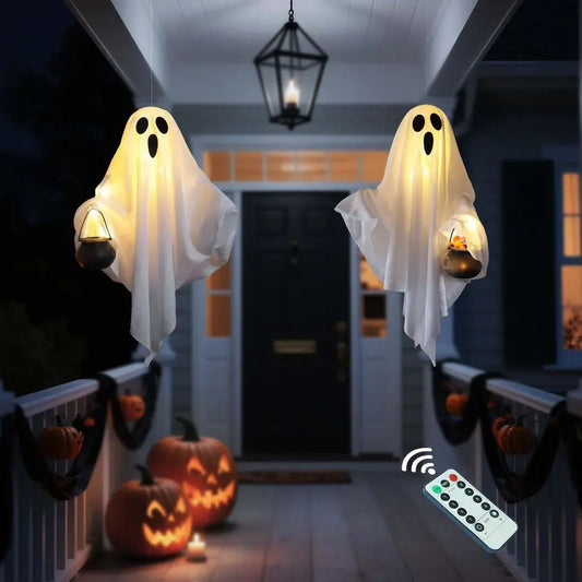 2 Pack Halloween Light Up Ghost Decorations Battery Operated Remote Control