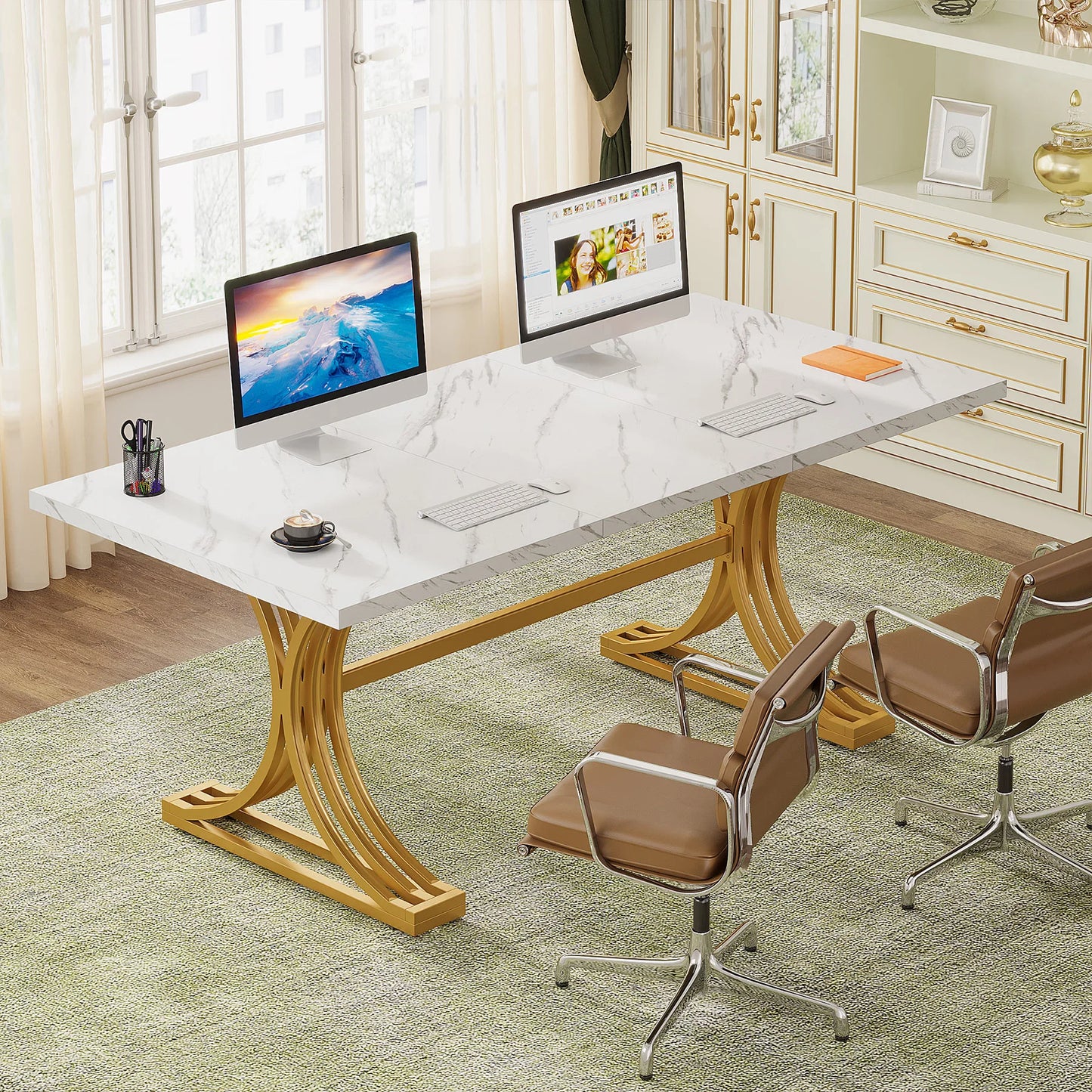 Tribesigns Office Desk 70.9 Inch Wooden Computer Desk