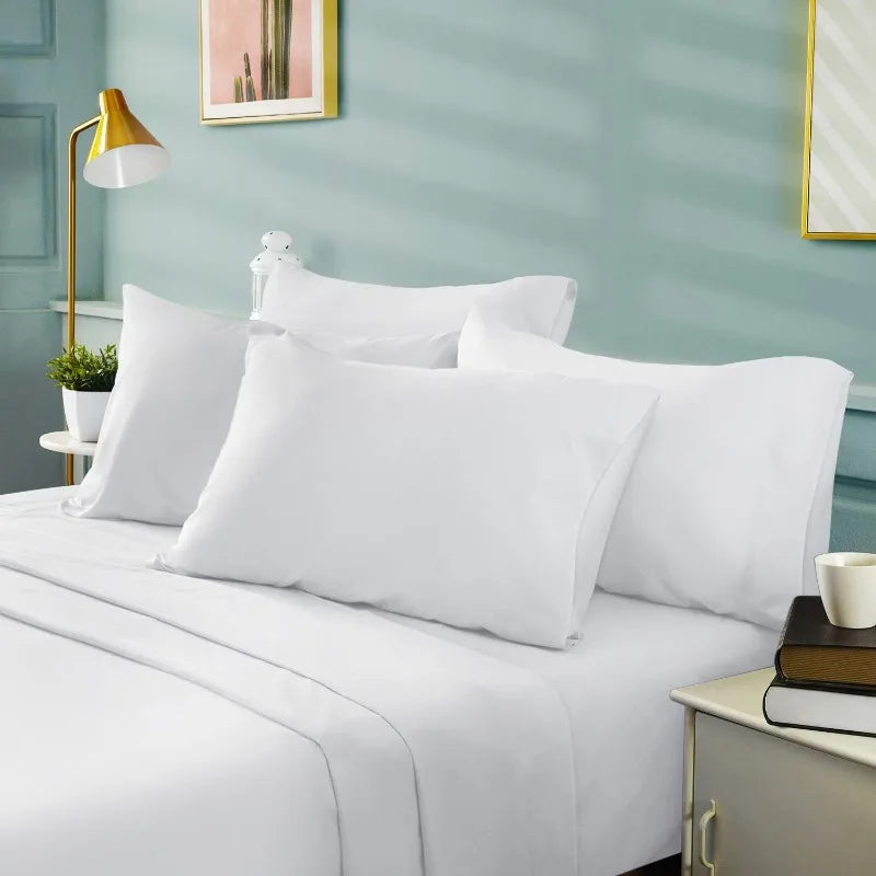 Hotel Luxury King Bed Sheet Set White 1800 Thread Count