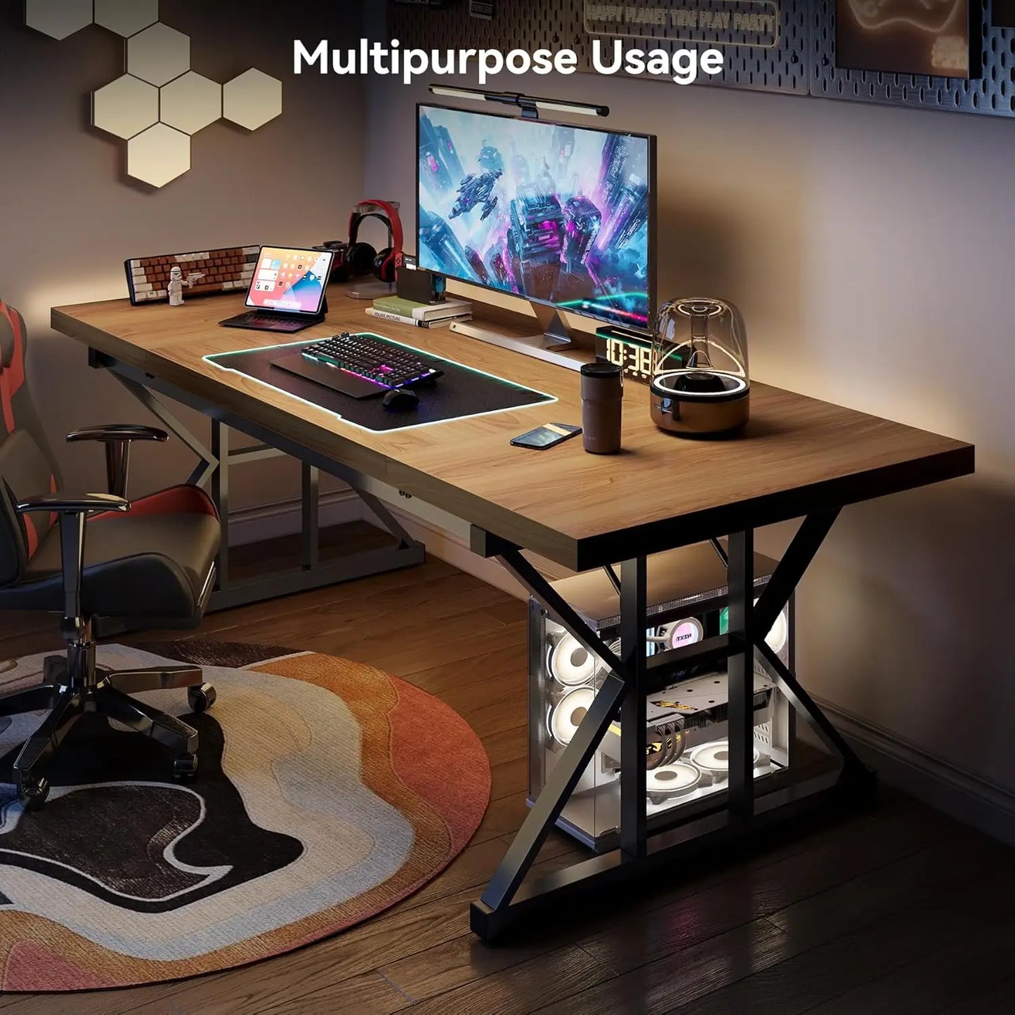 Little Tree 70.8 Inch Executive Office Desk Modern Farmhouse Writing Table