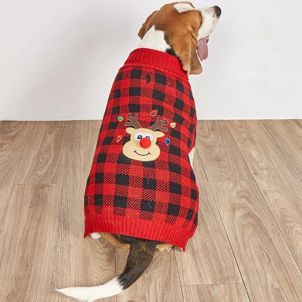 Plaid Turtleneck Knit Dog Sweater For Small Medium Dogs Christmas Winter Coat