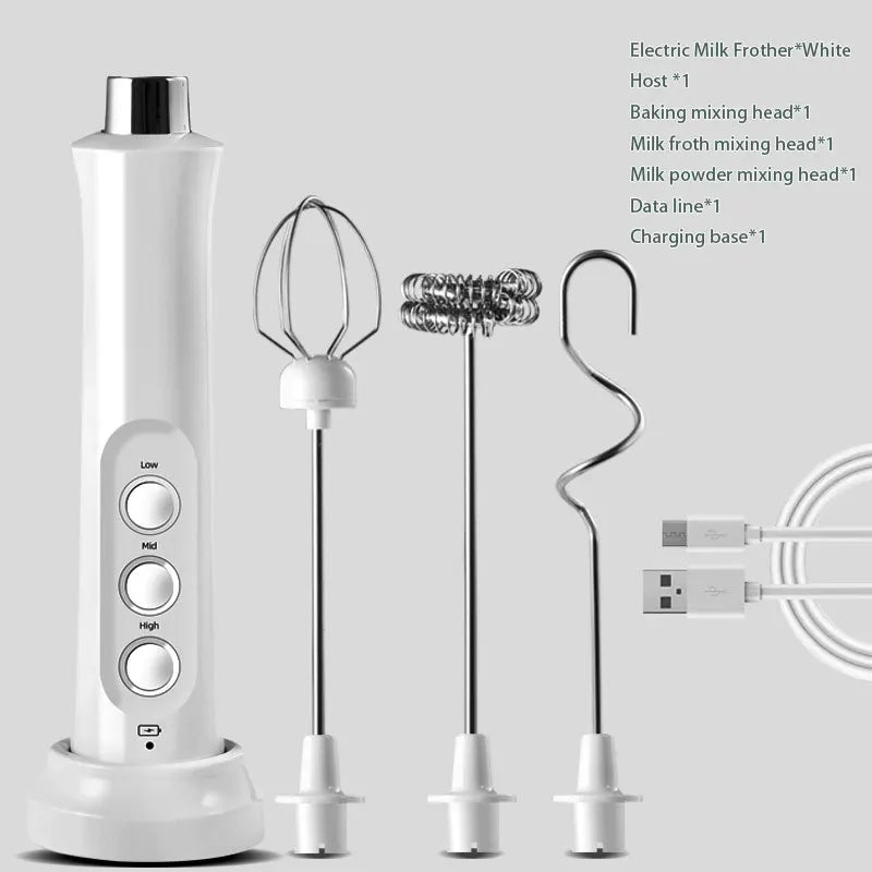 3 In 1 Wireless Handheld Electric Milk Foam Machine Mini Frother Maker Cappuccino Coffee Whisk Mixer Foamer