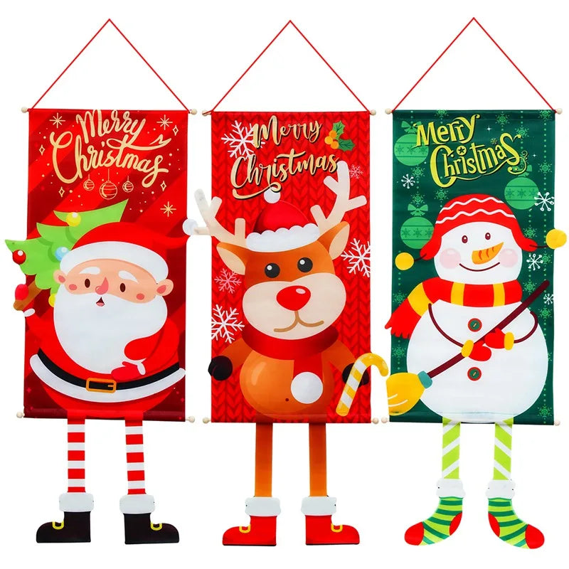 2025 Christmas Hanging Flag Banner For Door Decorations