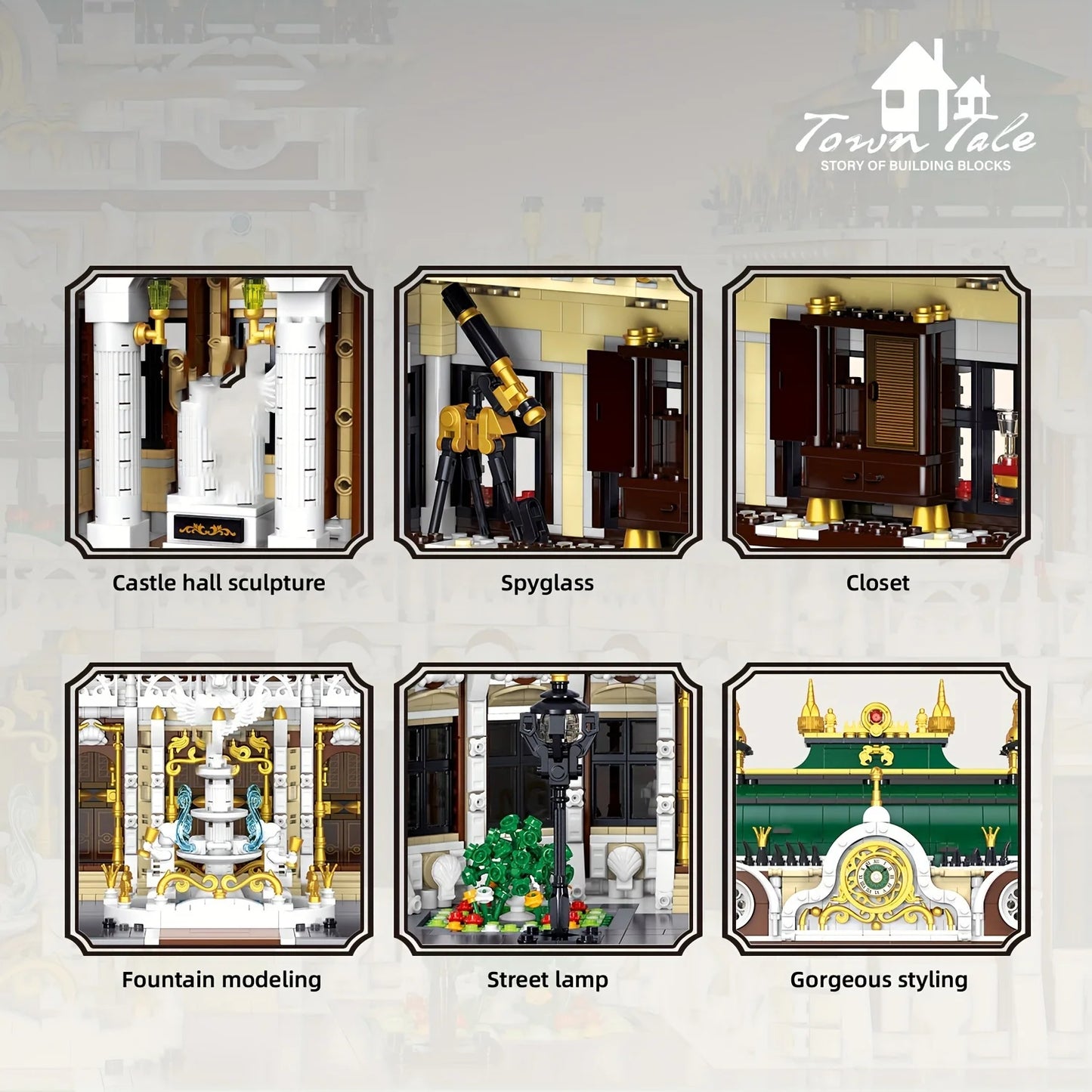 11930 Pieces Luxury Palace Building Blocks Street View Model MOC Brick Toys