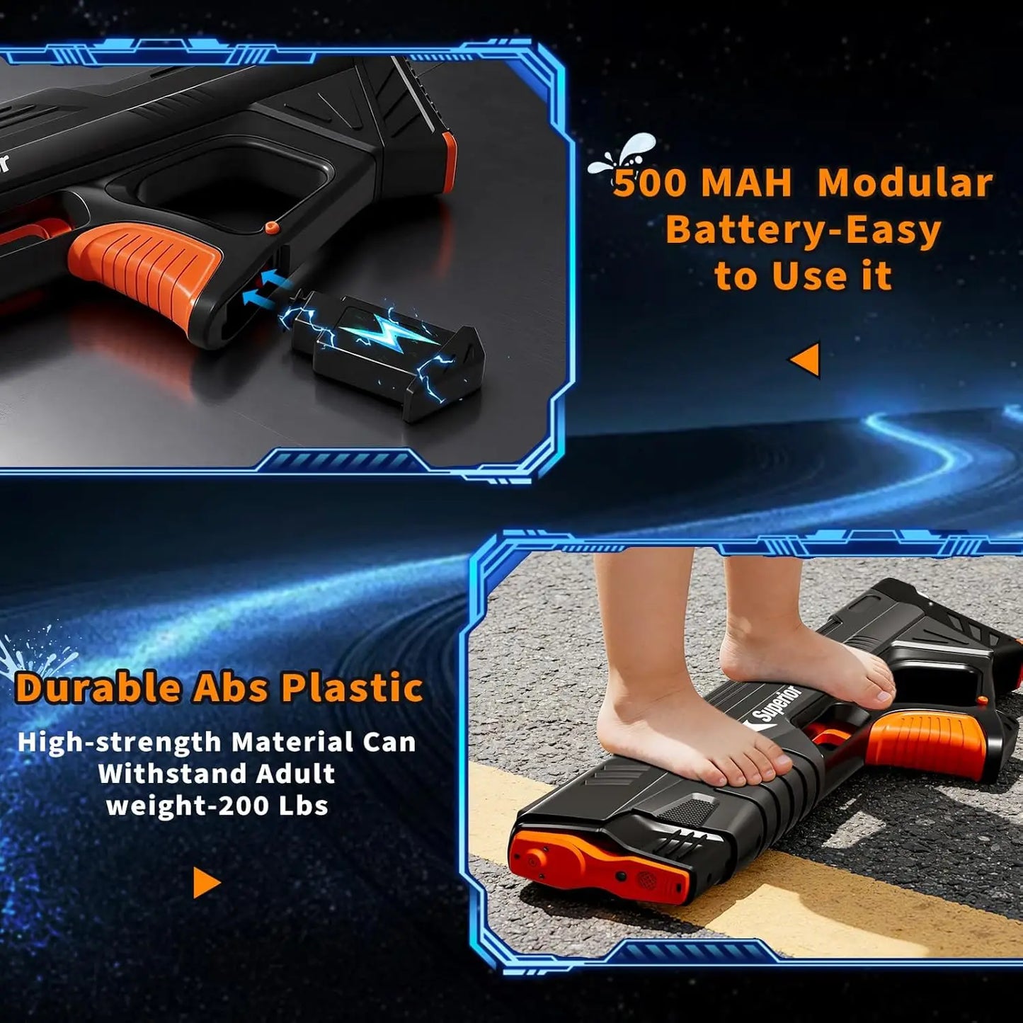 2 Pack Electric Water Guns Long Range Automatic Squirt Toy For Outdoor Pool Fun