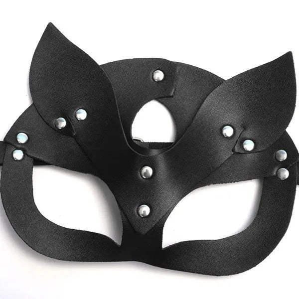 Half Face Cat Cosplay Mask Catwoman Leather Halloween