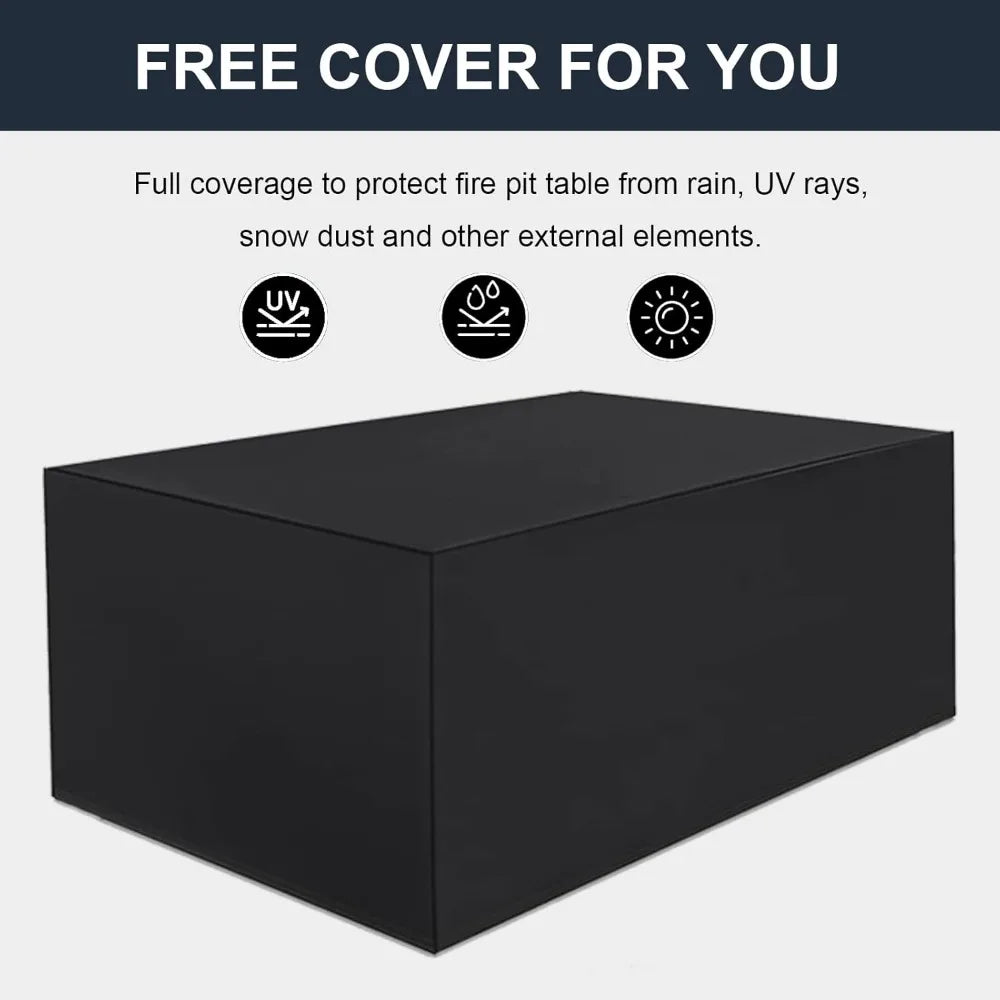 44 Inch Propane Gas Fire Pit Table Outdoor Patio 60000 BTU Rectangular Wicker