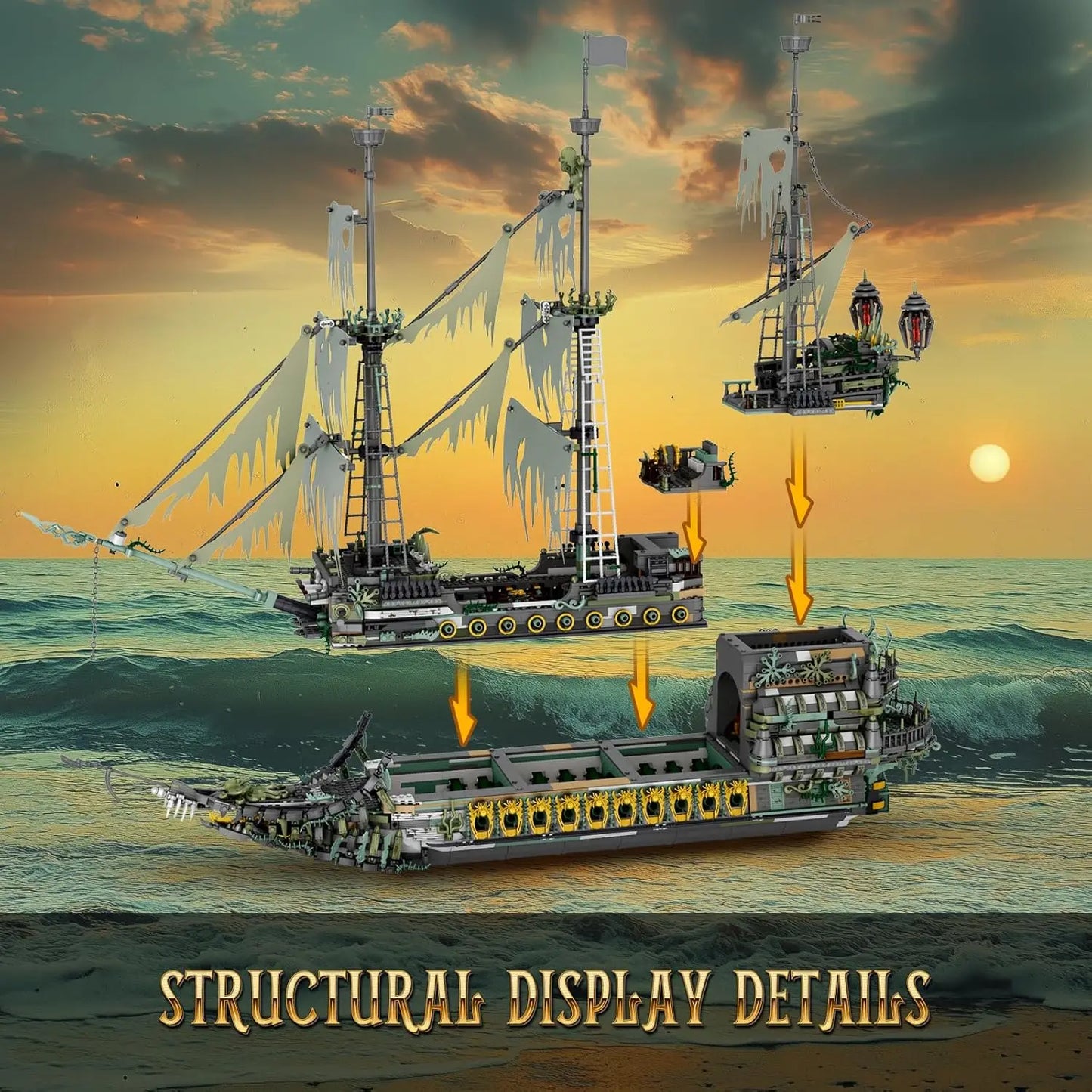 Pirate Ship Building Blocks Set Large MOC Construction Toy Sailing Boat