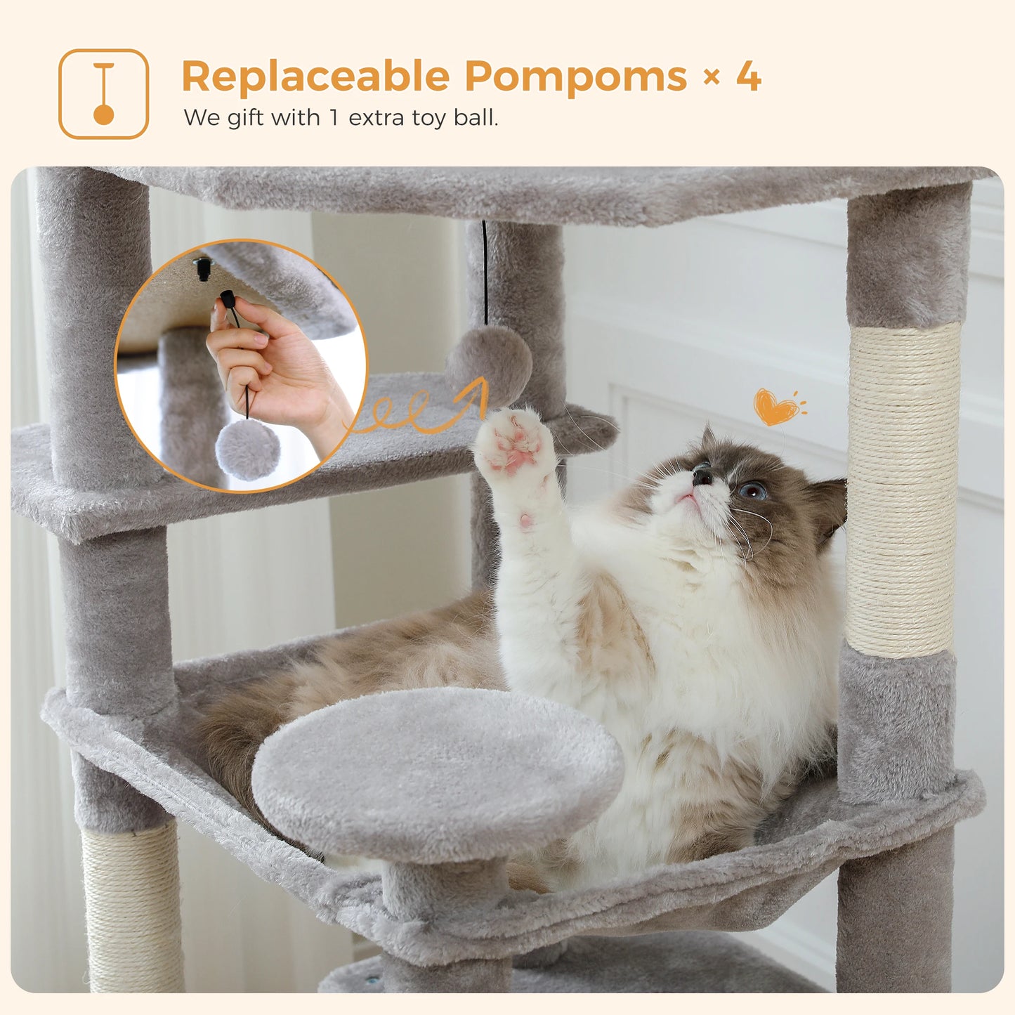 Large Cat Tree Tower Indoor Cats With Sisal Posts Hammock