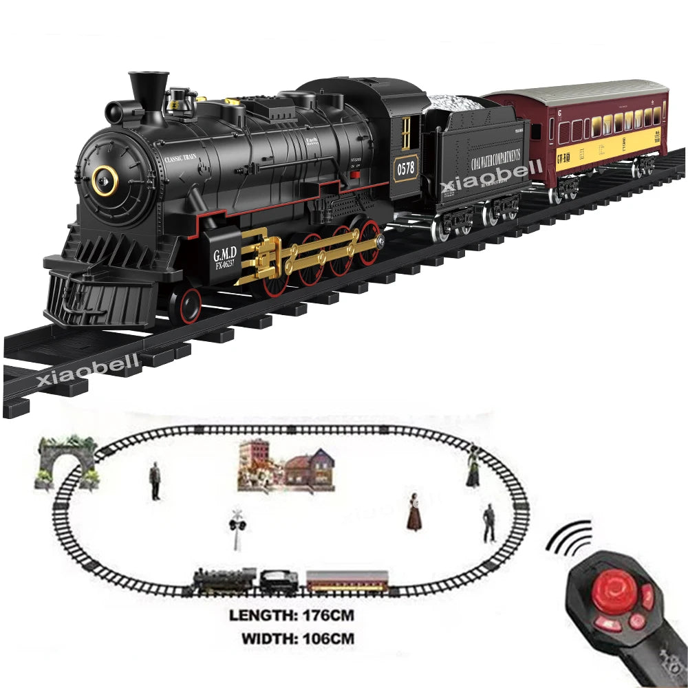 Xiaobella RC Train Toys Remote Control Steam Locomotive Simulation For Children