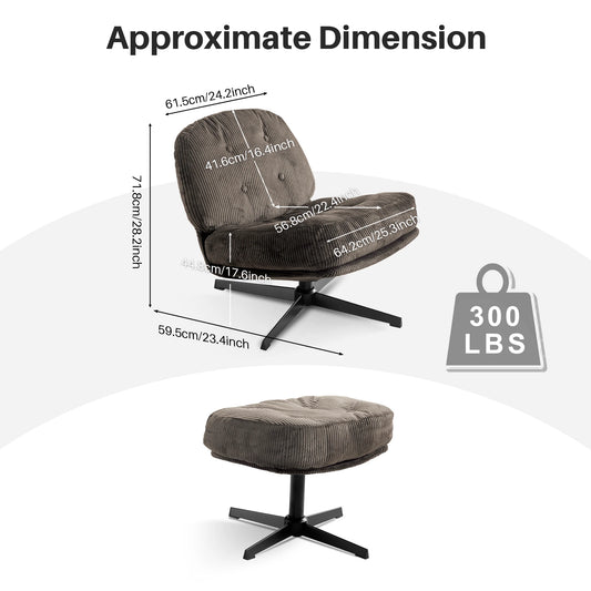 Redlife Foldable Accent Chair 360 Degree Swivel Tufted Upholstered Living Room