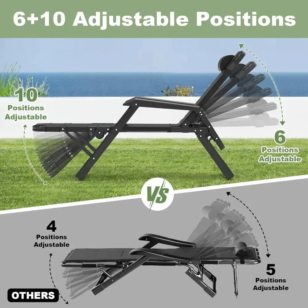 3 In 1 Oversized Folding Camping Cot 29 Inch Adjustable XL Patio Chaise Lounge Chair Sleeping Cots for Adults