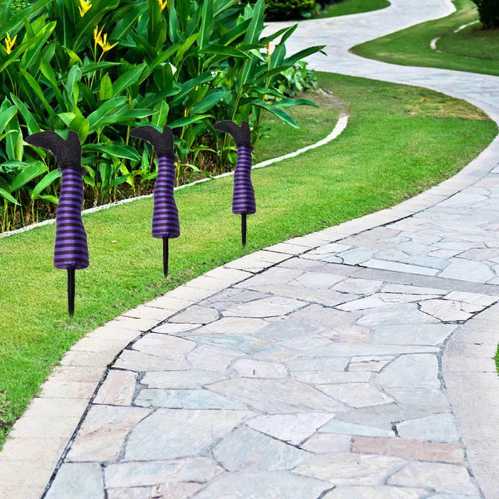 Halloween Witch Legs Prop Upside Down With Broomstick Patio