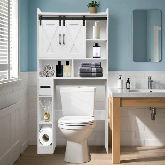Over The Toilet Storage Cabinet 2 Doors Toilet Paper Holder