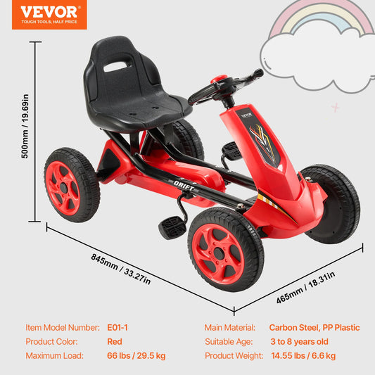 SucceBuy 66lbs Kids Pedal Go Kart 4 Wheel Off Road Racer