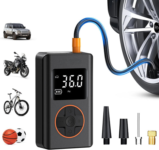 Cordless Tire Inflator Portable Air Compressor 150 PSI With Pressure Gauge LED