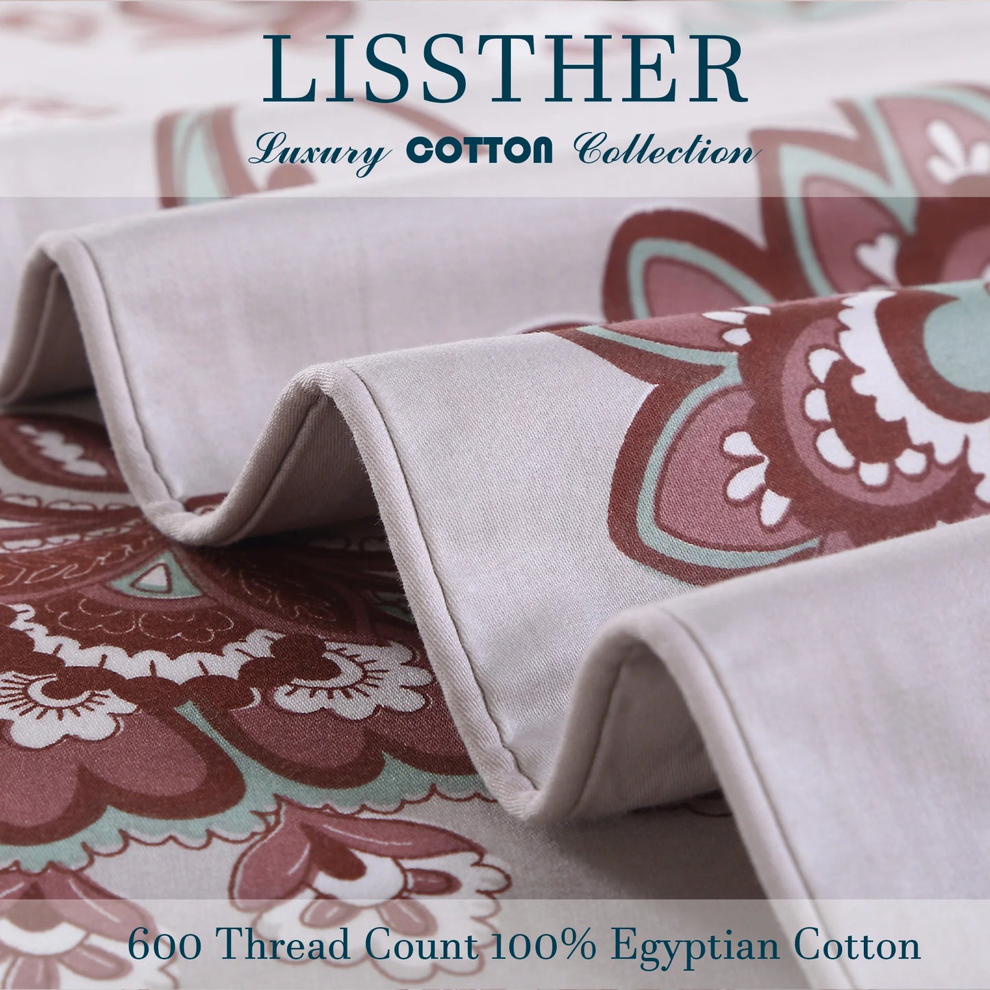 3 Piece 600TC Egyptian Cotton Duvet Cover Set Boho Damask