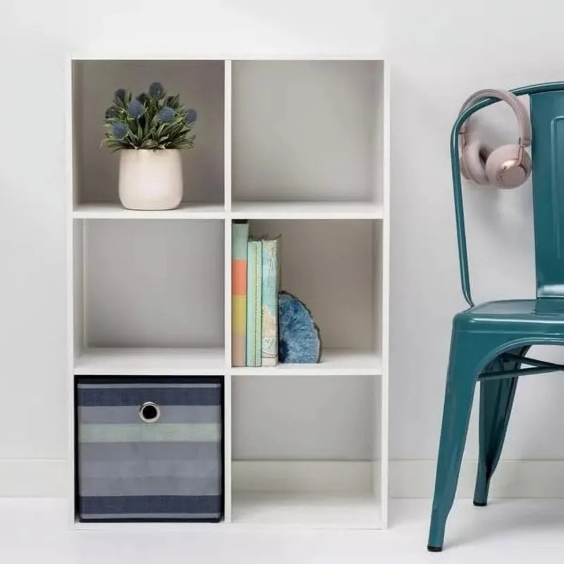 11 Inch 6 Cube Organizer Shelf Bookcase White Wood Storage