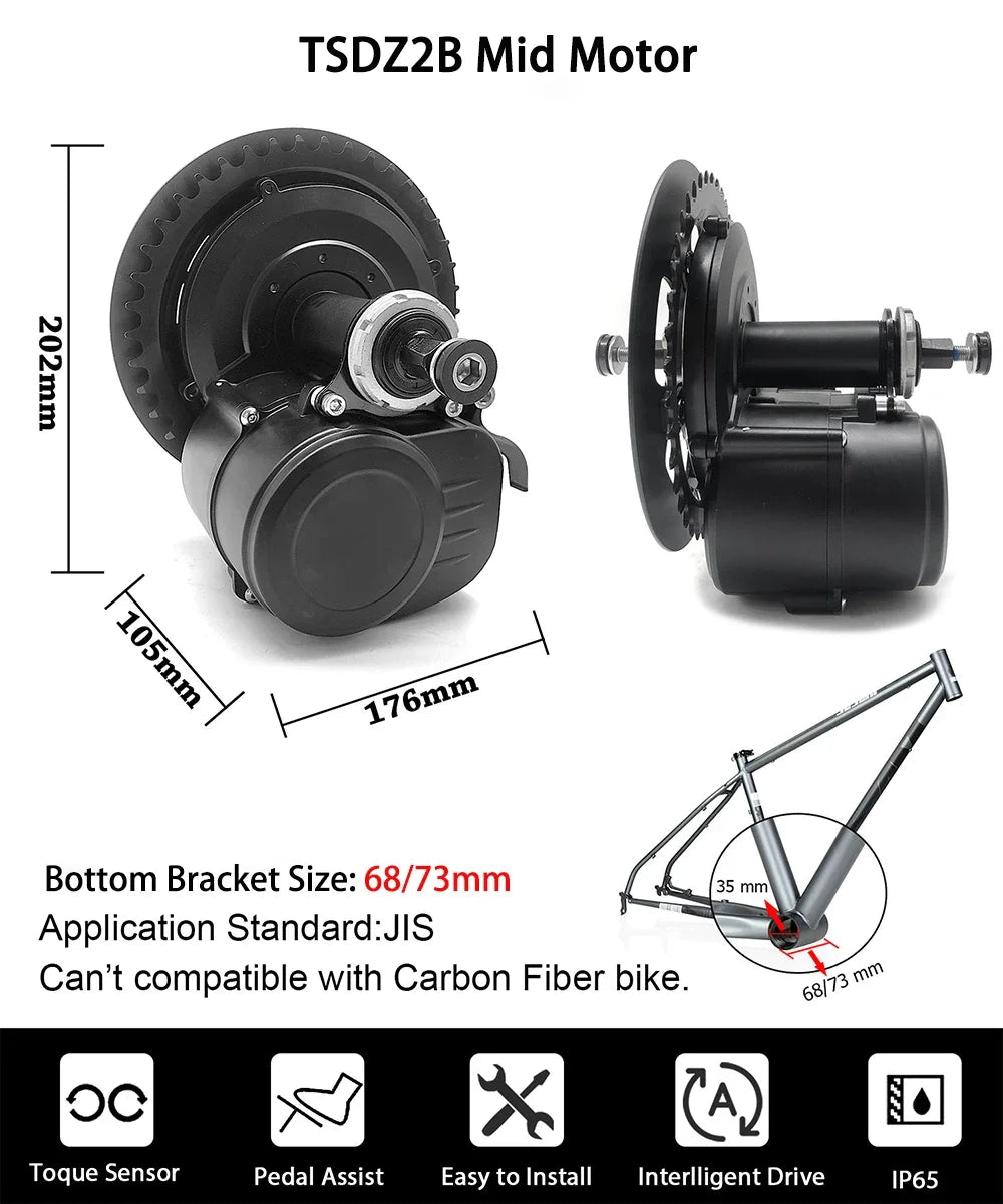 Tongsheng Mid Drive 52V 500W TSDZ2B E Bike Conversion Kit