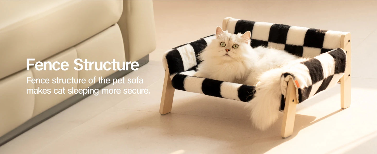 Mewoofun Wooden Cat Couch Bed With Removable Mattress Cover