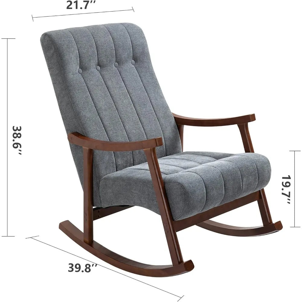 AVAWING Upholstered Rocking Chair With Padded Seat Living Room Modern High Back