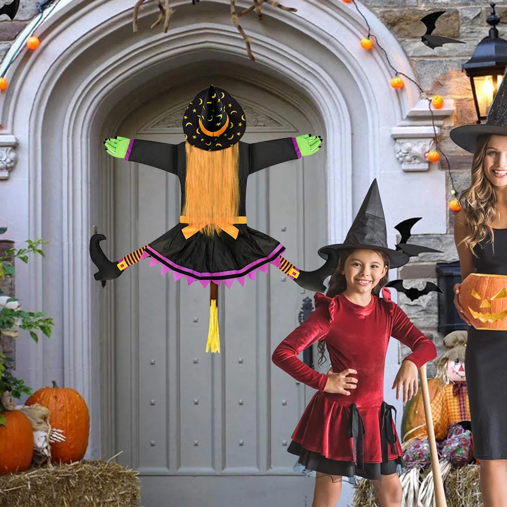 Halloween Crashing Witch Into Tree Outdoor Decoration With Light Flying Witch Lawn Patio Garden Decor