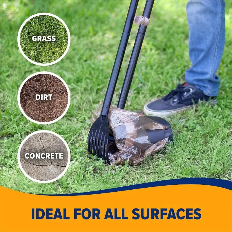 Dog Poop Scooper Swivel Bin With Rake Black Scented Bags