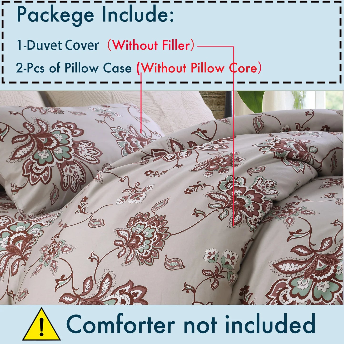 3 Piece 600TC Egyptian Cotton Duvet Cover Set Boho Damask