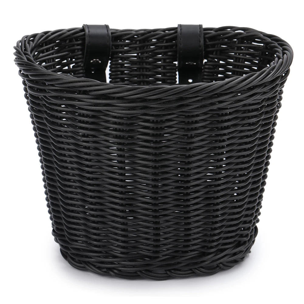 Rattan Bike Basket Front Handlebar Waterproof Handwoven