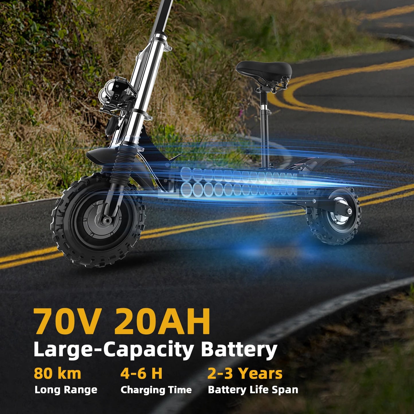 Dual Motor Electric Scooter For Adults Foldable 72V 85 KmH