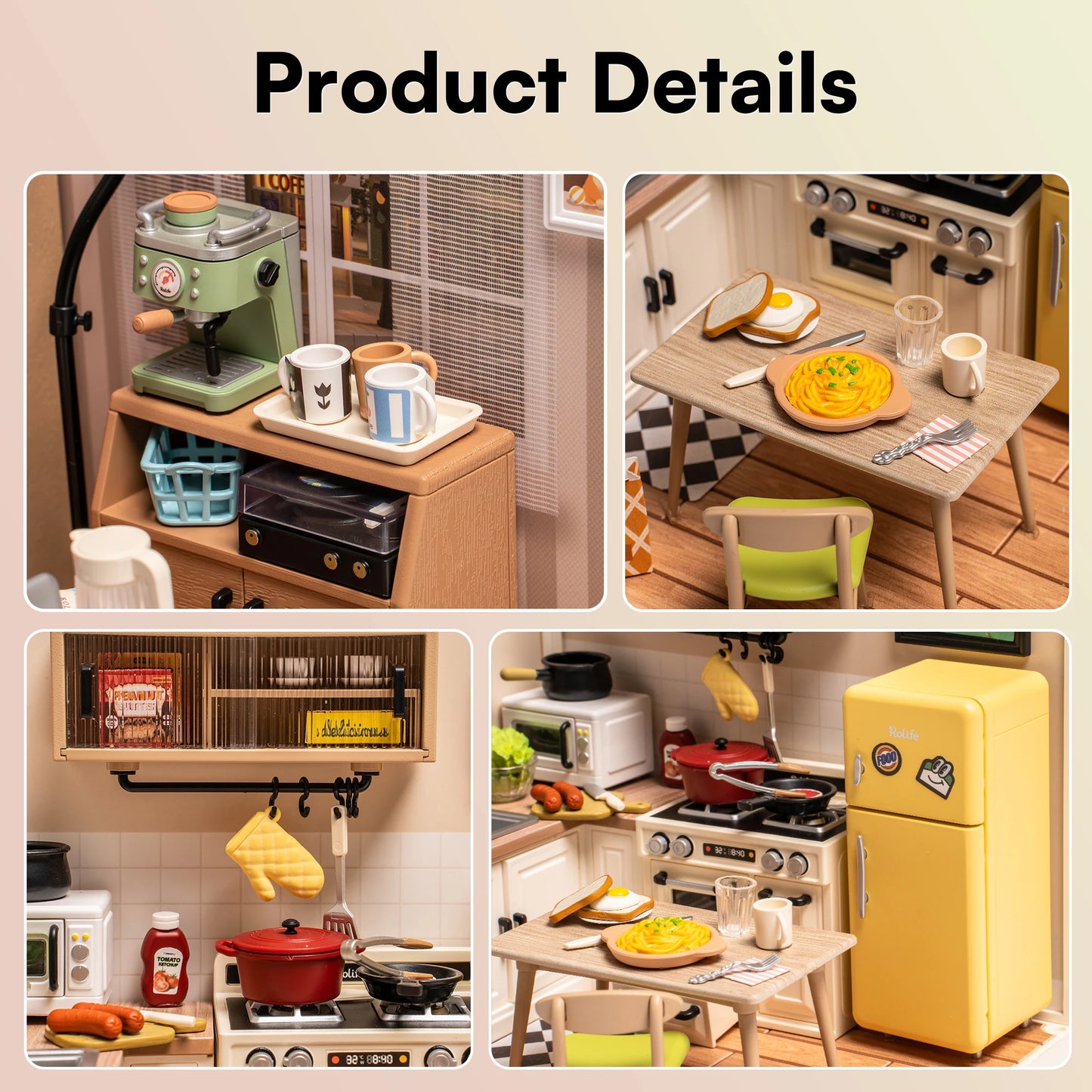 Robotime Rolife 3D Puzzle Happy Meals Kitchen Miniature House Kit