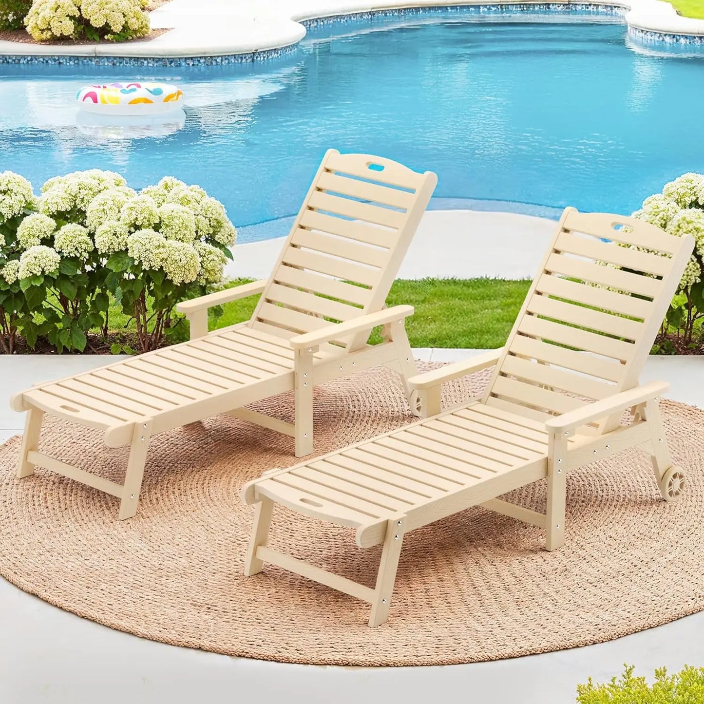 Outdoor Chaise Lounge Chairs Set Of 2 HDPS 5 Position Adjustable Pool Loungers