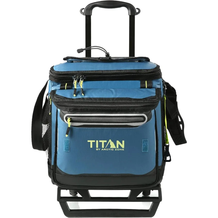 Titan Deep Freeze 60 50 Plus 10 Can Wheeled Cooler Collapsible All Terrain Cart