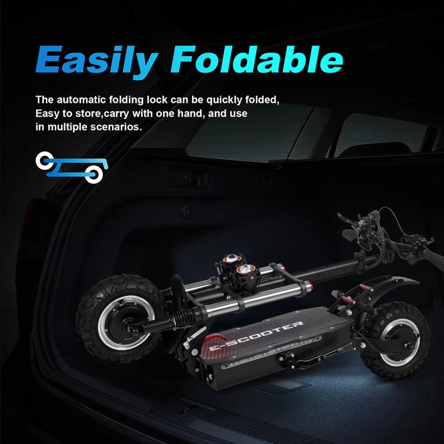 6000W High Power Off Road Foldable Scooter 60V 38Ah