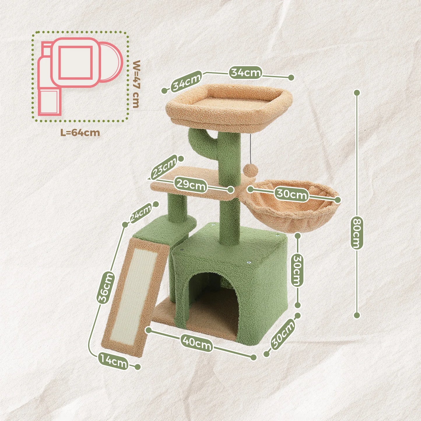PAWZ Road Cat Tree Indoor 3 Tier Activity Tower With Scratching Posts Grey