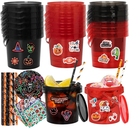 Halloween Candy Buckets 32oz Trick Or Treat Baskets Lid