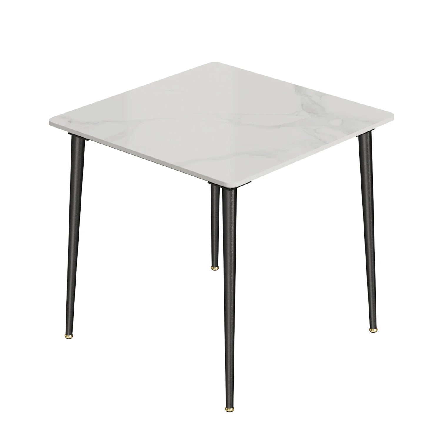 Square Marble Dining Table With Metal Legs For 4 To 6 Seats