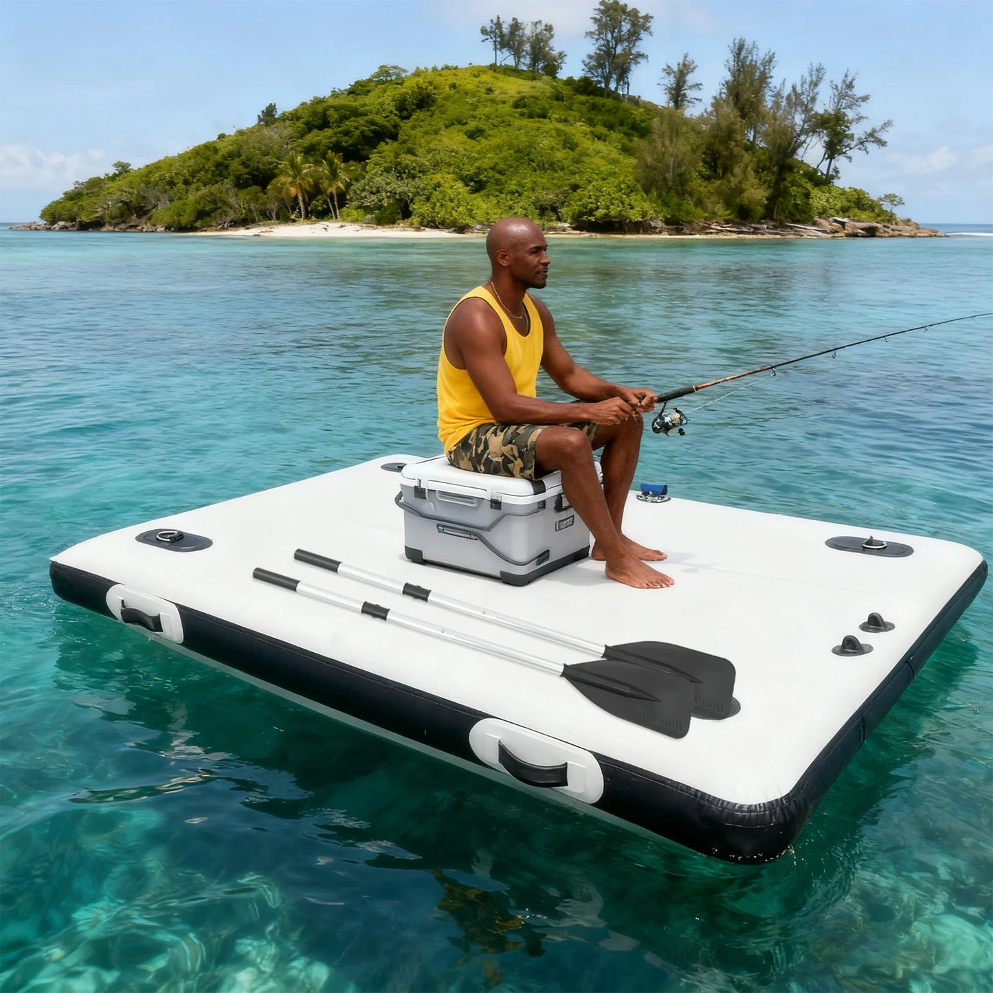 Portable Inflatable Floating Platform For Water Play 2m x 1.5m Raft