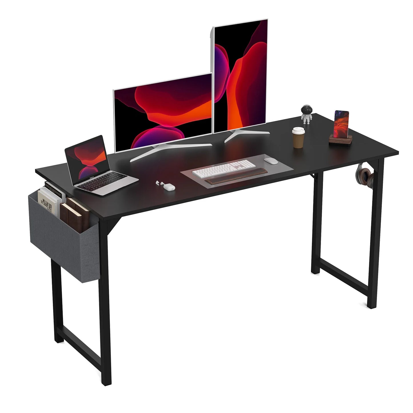 JHK Computer Desk Study Table With Side Bag And Headphone Hook Easy Assembly