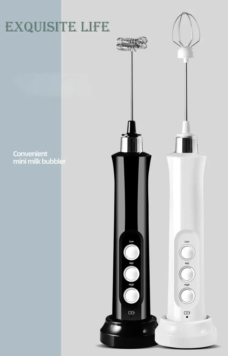 3 In 1 Wireless Handheld Electric Milk Foam Machine Mini Frother Maker Cappuccino Coffee Whisk Mixer Foamer